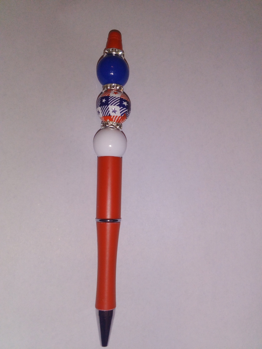 Patriotic Beaded Ballpoint Pen - Red, White & Blue